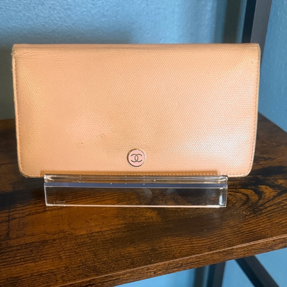 CHANEL light pink Leather Wallet
